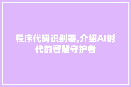程序代码识别器,介绍AI时代的智慧守护者