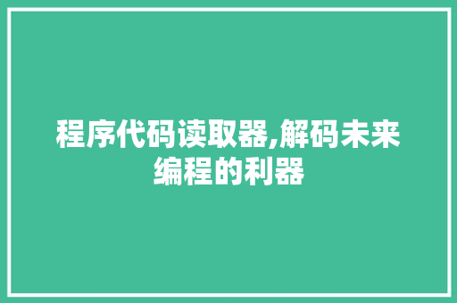 程序代码读取器,解码未来编程的利器