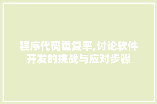 程序代码重复率,讨论软件开发的挑战与应对步骤