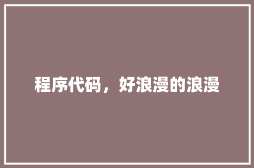 程序代码，好浪漫的浪漫 程序代码，好浪漫的浪漫 SEO关键词