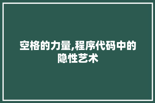 空格的力量,程序代码中的隐性艺术