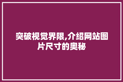 突破视觉界限,介绍网站图片尺寸的奥秘