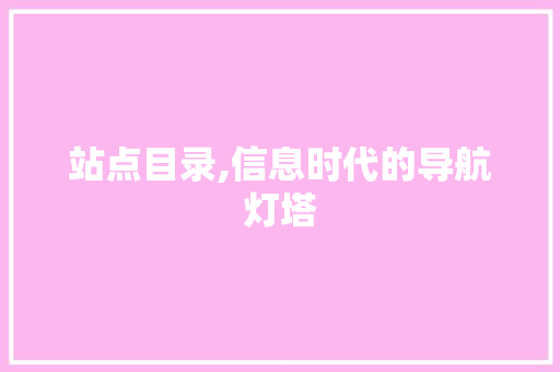 站点目录,信息时代的导航灯塔