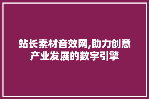 站长素材音效网,助力创意产业发展的数字引擎