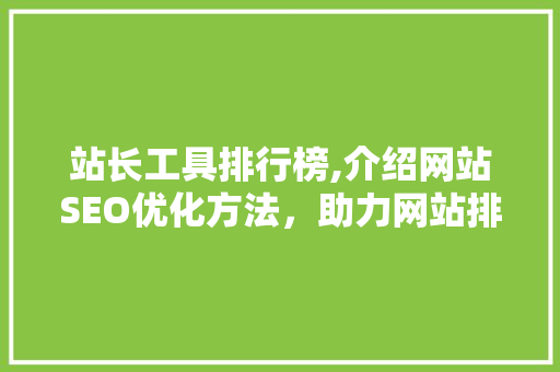 站长工具排行榜,介绍网站SEO优化方法，助力网站排名飙升！
