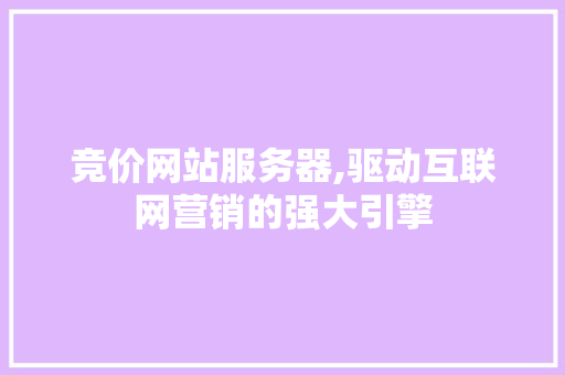 竞价网站服务器,驱动互联网营销的强大引擎 竞价网站服务器,驱动互联网营销的强大引擎 百度SEO