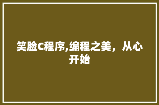 笑脸C程序,编程之美，从心开始