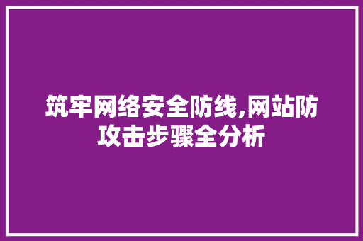 筑牢网络安全防线,网站防攻击步骤全分析 筑牢网络安全防线,网站防攻击步骤全分析 网站建设公司