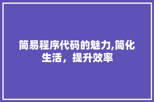 简易程序代码的魅力,简化生活，提升效率 简易程序代码的魅力,简化生活，提升效率 网站建设公司