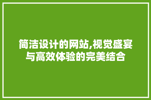 简洁设计的网站,视觉盛宴与高效体验的完美结合