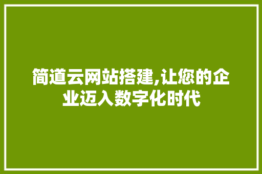 简道云网站搭建,让您的企业迈入数字化时代