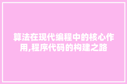 算法在现代编程中的核心作用,程序代码的构建之路