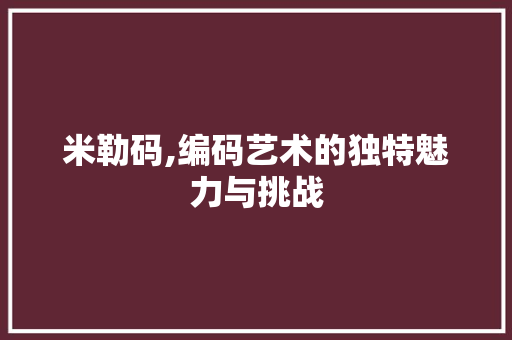 米勒码,编码艺术的独特魅力与挑战