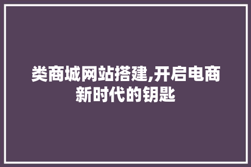 类商城网站搭建,开启电商新时代的钥匙 类商城网站搭建,开启电商新时代的钥匙 百度SEO