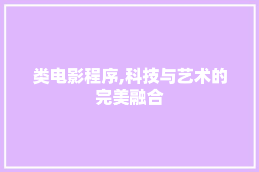 类电影程序,科技与艺术的完美融合