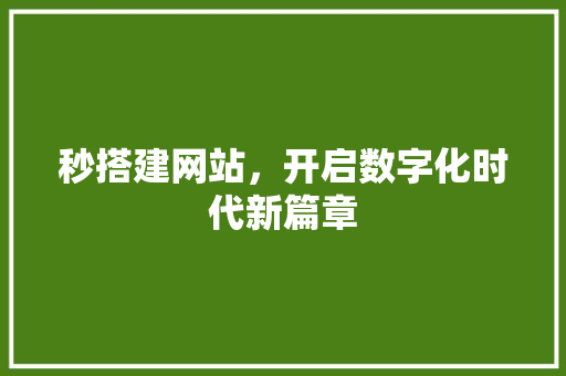 秒搭建网站，开启数字化时代新篇章