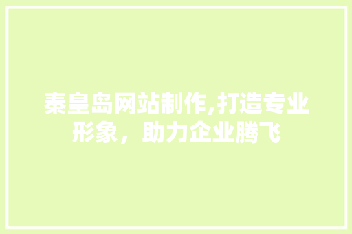 秦皇岛网站制作,打造专业形象，助力企业腾飞