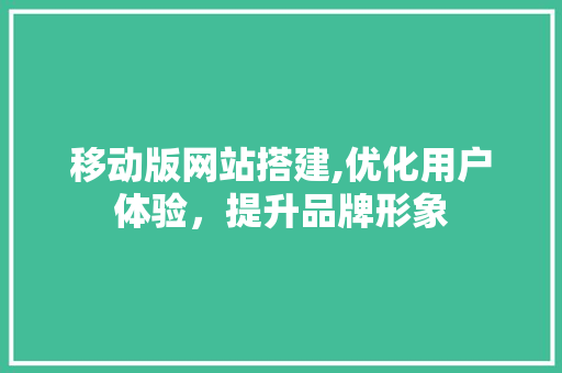 移动版网站搭建,优化用户体验，提升品牌形象 移动版网站搭建,优化用户体验，提升品牌形象 神马SEO
