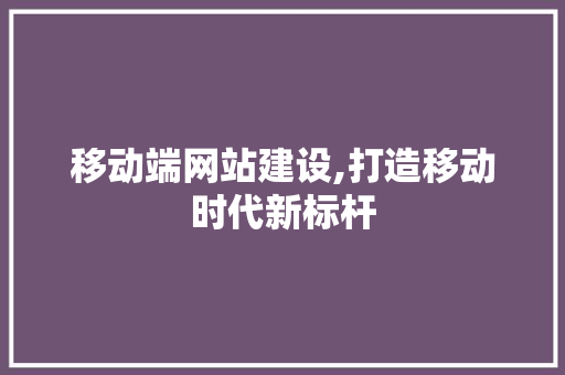移动端网站建设,打造移动时代新标杆