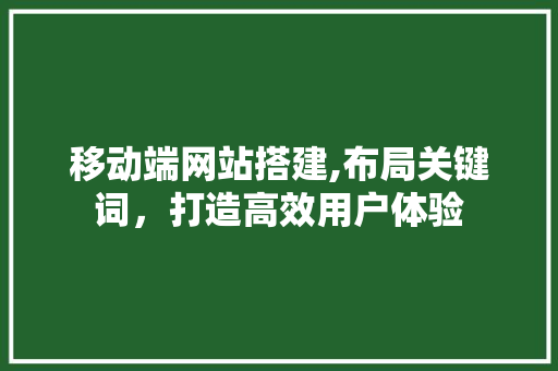 移动端网站搭建,布局关键词，打造高效用户体验