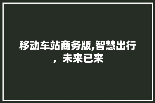 移动车站商务版,智慧出行，未来已来