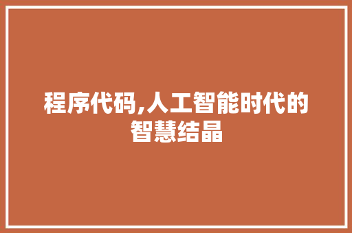 程序代码,人工智能时代的智慧结晶