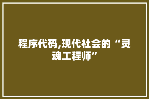 程序代码,现代社会的“灵魂工程师”