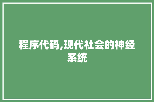 程序代码,现代社会的神经系统