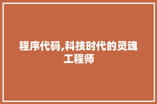 程序代码,科技时代的灵魂工程师