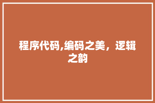 程序代码,编码之美，逻辑之韵