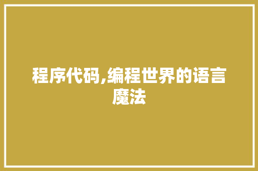 程序代码,编程世界的语言魔法