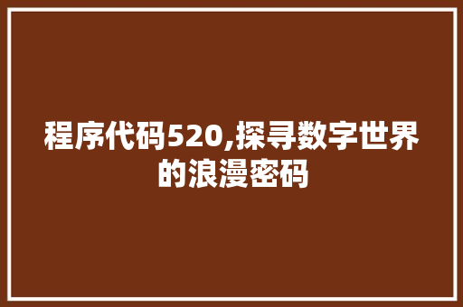 程序代码520,探寻数字世界的浪漫密码