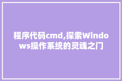 程序代码cmd,探索Windows操作系统的灵魂之门