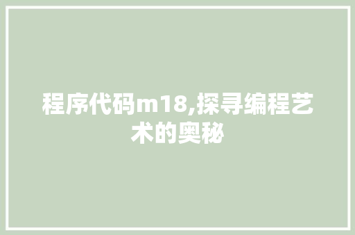 程序代码m18,探寻编程艺术的奥秘