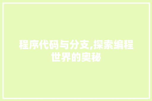 程序代码与分支,探索编程世界的奥秘