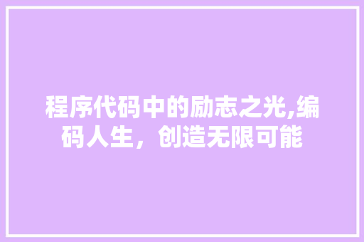 程序代码中的励志之光,编码人生，创造无限可能