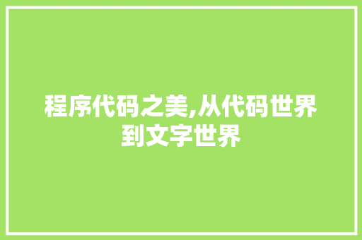 程序代码之美,从代码世界到文字世界