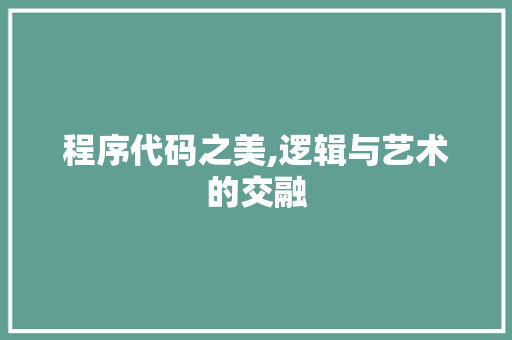 程序代码之美,逻辑与艺术的交融