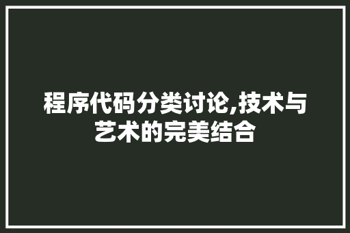 程序代码分类讨论,技术与艺术的完美结合