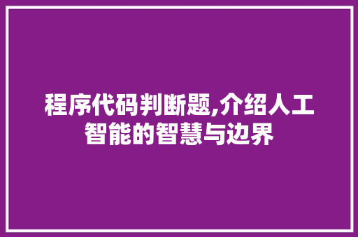程序代码判断题,介绍人工智能的智慧与边界