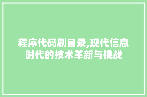 程序代码刷目录,现代信息时代的技术革新与挑战