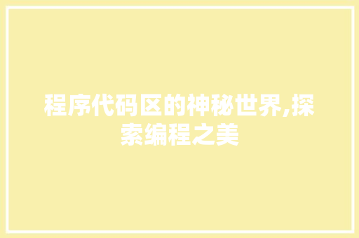 程序代码区的神秘世界,探索编程之美