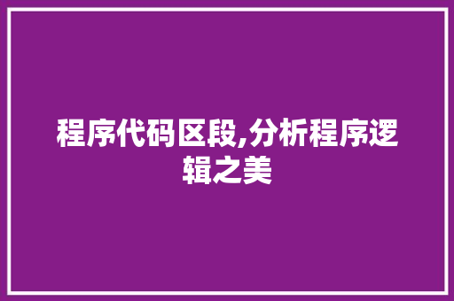 程序代码区段,分析程序逻辑之美
