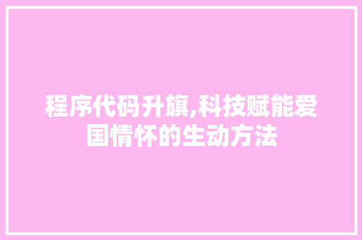 程序代码升旗,科技赋能爱国情怀的生动方法