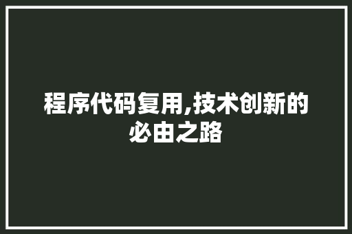 程序代码复用,技术创新的必由之路