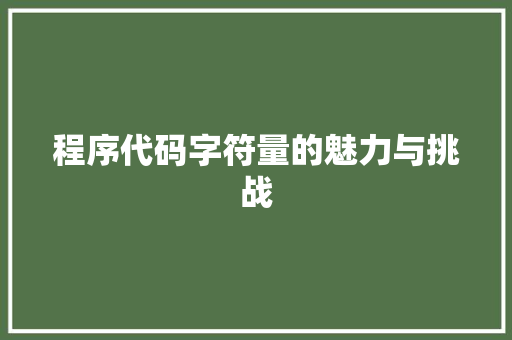 程序代码字符量的魅力与挑战