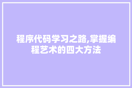 程序代码学习之路,掌握编程艺术的四大方法