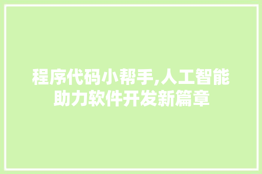 程序代码小帮手,人工智能助力软件开发新篇章