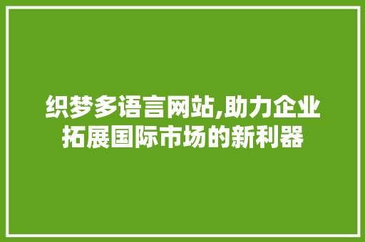 织梦多语言网站,助力企业拓展国际市场的新利器 织梦多语言网站,助力企业拓展国际市场的新利器 神马SEO