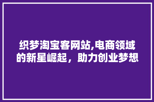 织梦淘宝客网站,电商领域的新星崛起，助力创业梦想成真